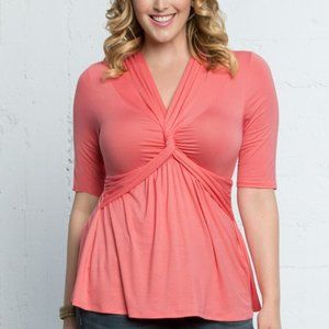 Kiyonna Kaycee Twist Top Coral 2x